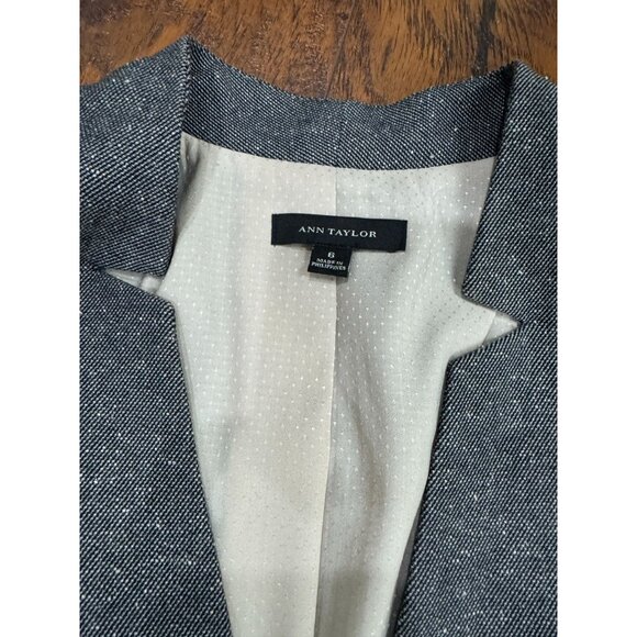 Ann Taylor Womens Blazer Jacket Size 8 Gray Tweed Work Office Career Long Sleeve - Picture 6 of 10